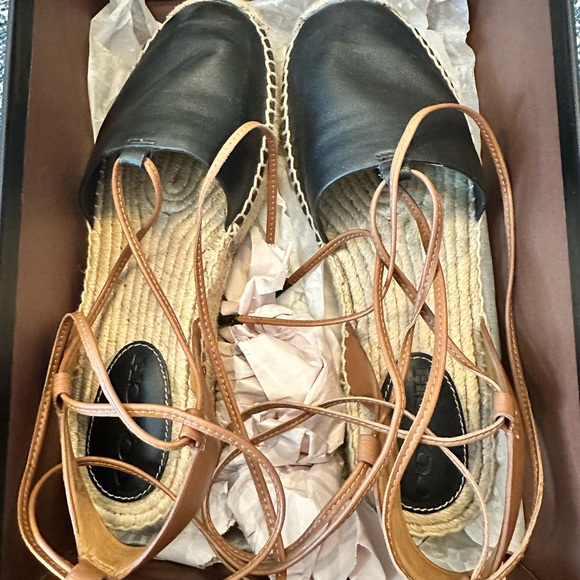 ▫️Coach▫️Rita Black Nappa Leather Espadrilles - Picture 5 of 11